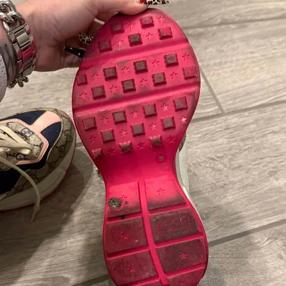 Gucci Women's Sneakers with Pink and Blue Design - Picture 6 of 8